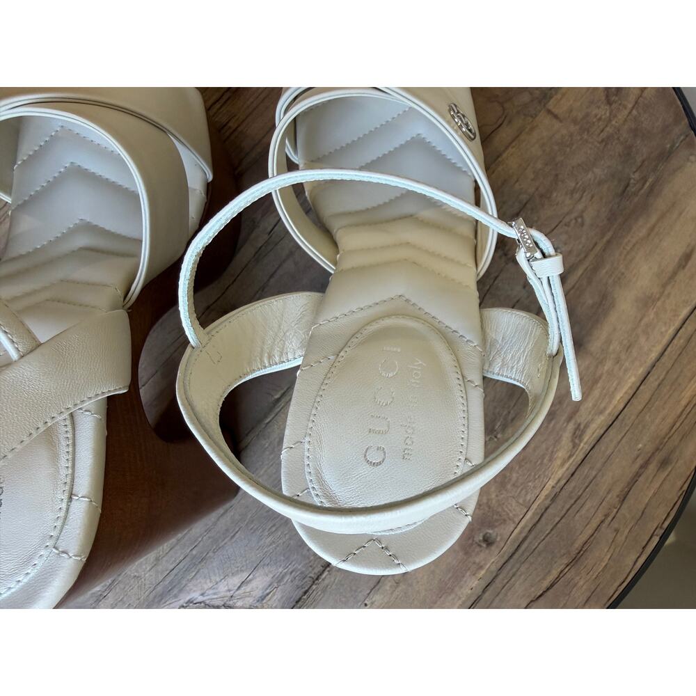 Gucci Platform Sandals White Leather Size 37.5 Brand New in Box - Picture 7 of 13